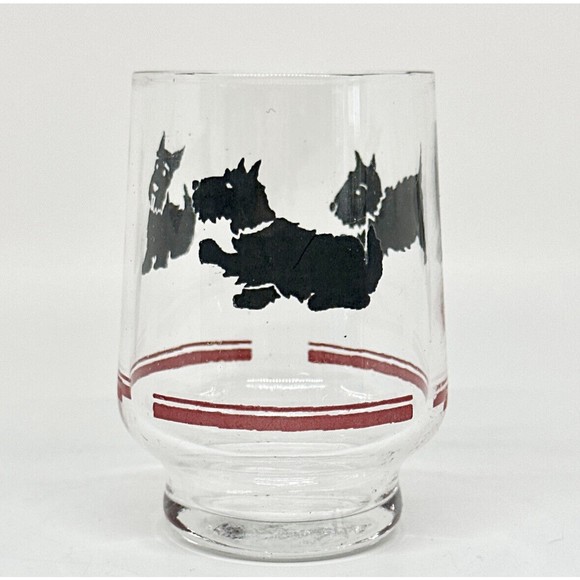 1 vintage Scottish Terrier Juice Glass 3in tall replacement glass - Picture 2 of 7